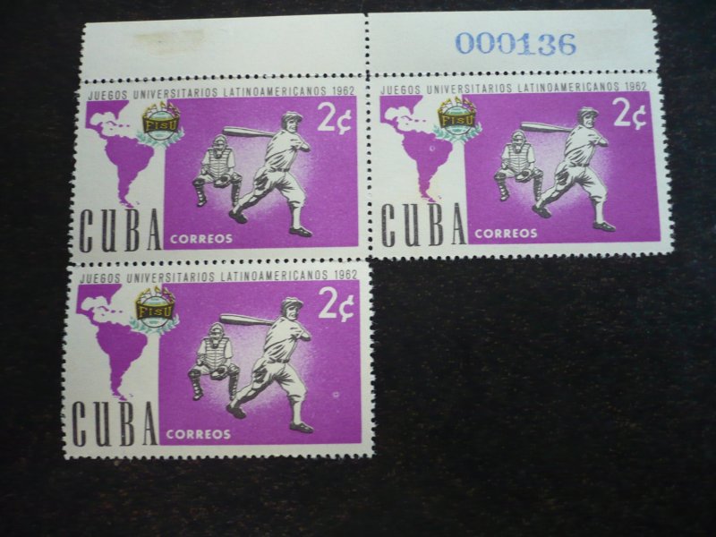 Stamps - Cuba - Scott# 753-756 - Mint Hinged Set of 4 Stamps in Blocks of 3