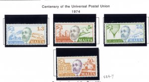 484-487 Malta, MNH Set, Centenary of the UPU, 1974