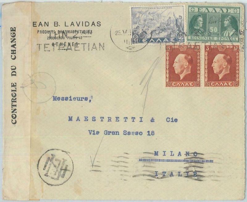 77544 - GREECE  - Postal History -  COVER  to  ITALY  1940 ---  CENSURE TAPE