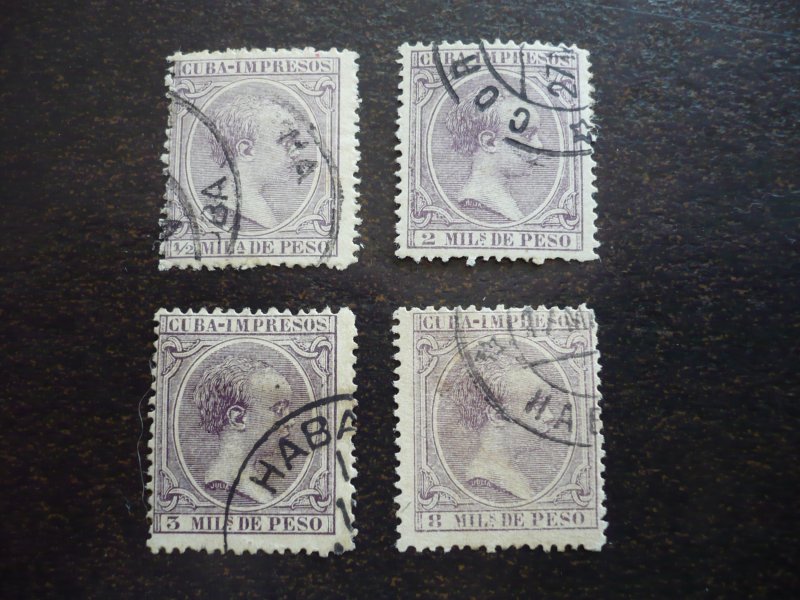 Stamps - Cuba - Scott# P13,P15,P16,P18 - Used Partial Set of 4 Newspaper Stamps