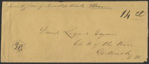 1865 Ripley (Bruce) UC Double Split Ring on Cover to Goderich 14 Ct Unpaid Rate