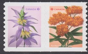 Canada - #3415i Wildflowers (2024), Die Cut Coil Pair - MNH