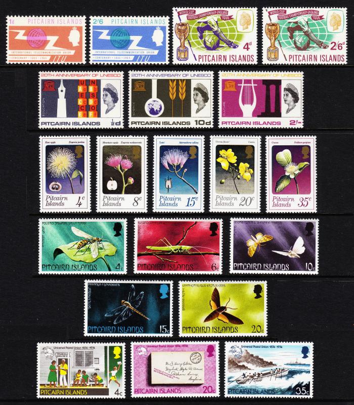 PITCAIRN ISLANDS — SCOTT 52//269 — 1965-86 — 12 SETS — MNH — 4 SCANS —SCV $90.40