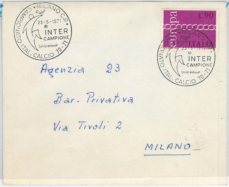 59650 -  ITALY- POSTAL HISTORY: POSTMARK on  COVER  1971 - FOOTBALL: Inter