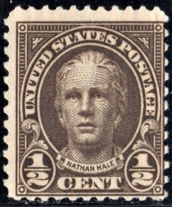 SC#653 1/2¢ Nathan Hale (1929) Uncancelled/No Gum