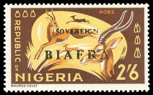 Biafra 1968 QEII Kobs 2s6d shows error RED OVERPRINT OMITTED var MNH. SG 13a.