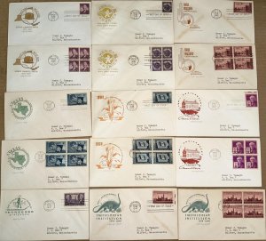 1940s BIG COLLECTION OLD DEALER STOCK SINGLES & BLOCKS SET OF 4 (89) DIFFERENT