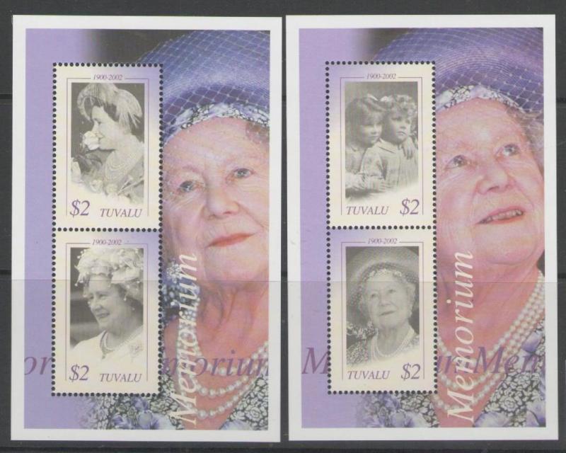 TUVALU SGMS1066 2002 QUEEN MOTHER (2 SHEETS) MNH