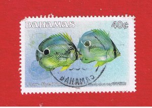 Bahamas #611b  VF used  Four-eyed Butterflyfish  w/1990 SCARCE Free S/H