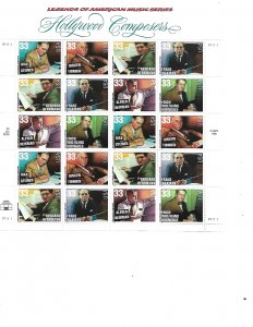 US Stamps/Sheets/Postage Scott #3344a Hollywood Composers MNH F-VF OG FV $6.60