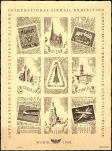 1968 Austria Souvenir Sheet International Airmail Exposition Vienna Handmade