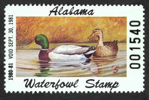 #2, Alabama State Duck stamp, SCV $12