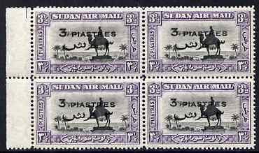 Sudan 1938 surcharged 3p on 3.5p perf 14 in marginal bloc...