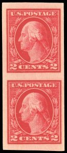 Scott 409V 1912 2c Washington Imperf Coil Pair, Mint-VF-NH Cat $7.00 (SK)