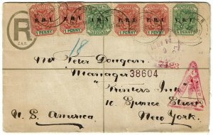 Transvaal 1901 Pretoria cancel on registry envelope to the U.S., censored