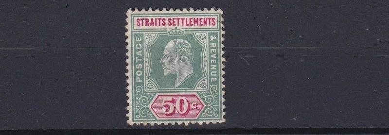 STRAITS SETTLEMENTS 1904 - 10  SG 135  50C GREEN & CARMINE UNUSED NO GUM CAT £60