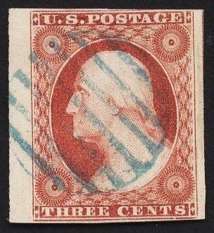 US Stamp #10 3c Orange Brown Washington Type I  USED SCV $190