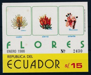 [63747] Ecuador 1986 Flora flowers blumen fleur Sheet Light Toned MNH