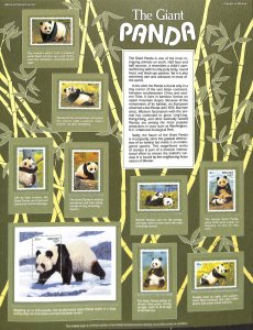 Postal Commemorative Society Stamp Panel MNH, Bhutan #918+, Giant Panda, Animals