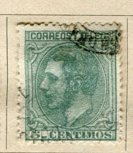 SPAIN; 1879 early classic Portrait issue fine used 5c. value