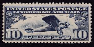 United States Airmail C10 1927 10c blue Lindbergh's Spirit of St. Louis VF/NH