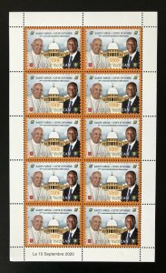 2020 Joint Issue Vatican Ivory Coast Côte d'Ivoire 50 years Pope minisheet 500F