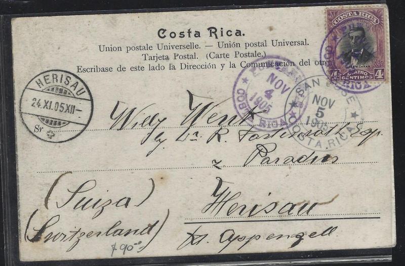 COSTA RICA  (PP2404B) 1905  4C PPC  LIMON TO ENGLAND