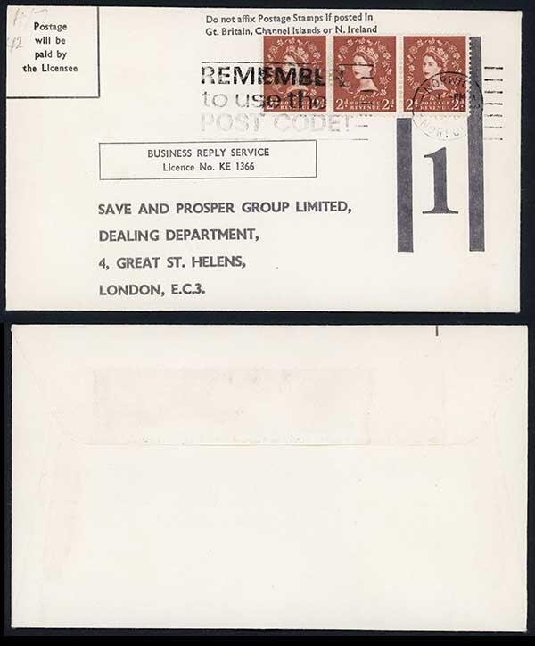 Dollis Hill 2d Light Red Brown Green AOP on a business reply Post card