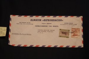 Colombia 648 & C243 on cover Cali to W. Norfolk VA (#1175)