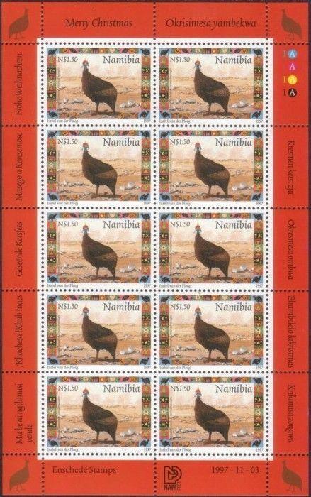 Namibia 1997 SG747 Christmas $1.50 Guineafowl sheetlet MNH