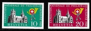 Switzerland 1955 Zum Nr.W33-W34 Stamps Cut from Lausanne Souvenir Sheet VF/Mint
