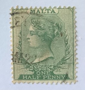 Malta 1885 - 1905 Scott 8 used - ½ d, Queen Victoria