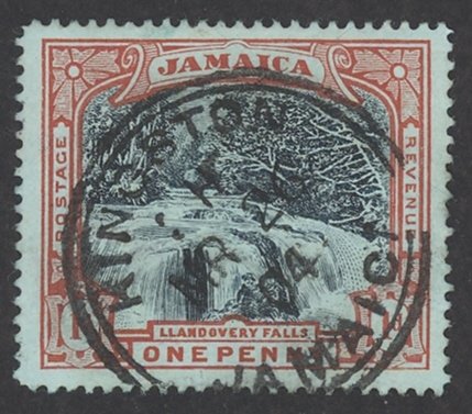 Jamaica Sc# 32b Used 1901 1p bluish paper Llandovery Falls