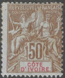 Ivory Coast #15 Mint Hinged 30% of SCV $37.50 **FREE SHIPPING**