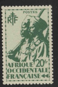 FRENCH West Africa Scott 35 MNH** Top Value of  1945 Colonial Solder issue