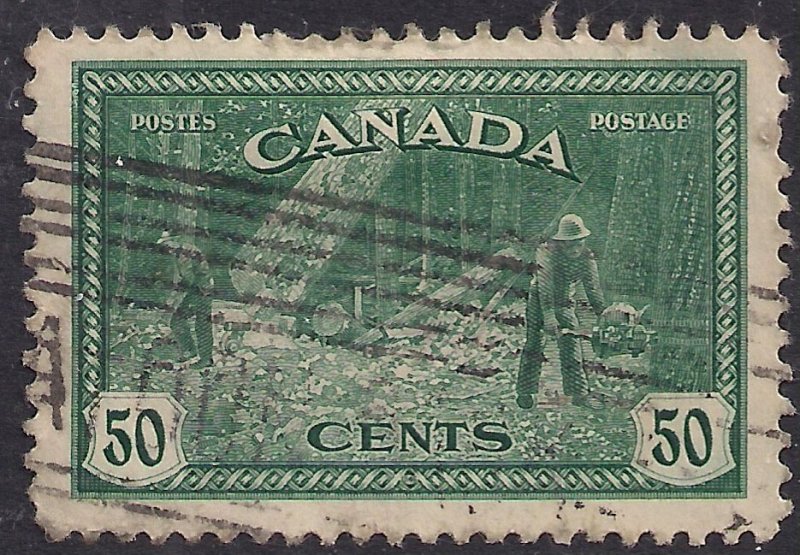 Canada 1946 - 47 KGV1 50ct Green Peace Re Conversion used SG 405 ( K268 )