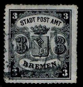BREMEN #9 GERMAN COLONIES w/ APS CERT - USED - VF - CV$775.00 (ESP#473)