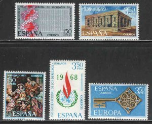 Spain #1566-67, 1508, 1526, 1532 ~ 5 Different '67-69 Single Issue ~ Unu...