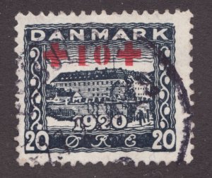 1921 Denmark Sc #B2 Semi-postal : 20ø + 10ø Red Cross - Used stamp Cv$77.50