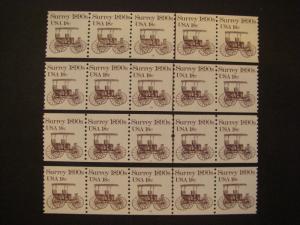 Scott 1907, 18c Surrey, 16 of 18 PNC5 Strips, MNH Transportation Beauties