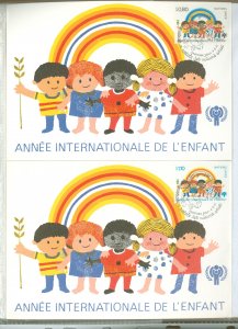 United Nations-Geneva 84-85 1979 International Year of the Child, official maximum cards