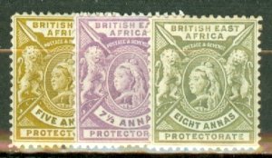 LC: British East Africa 72-3, 75-7, 79 mint CV $114; scan shows only a few