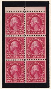 1923 Washington 2c carmine Sc 554c MNH Position K booklet pane of 6 (C8