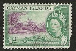 Cayman Islands 136, used, corner fault.  1953. (C273b)