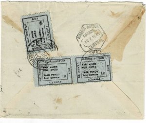 Angola 1945 Provincia da Huila on cover, provisional airmail, Sanabria 12-13