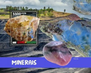 Guinea-Bissau Minerals Stamps 2020 MNH Calcite Larimar Rhodonite 1v S/S