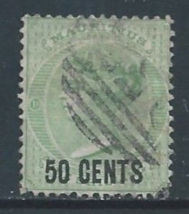 Mauritius #57 Used 1sh Queen Victoria Surcharged 50 Cents