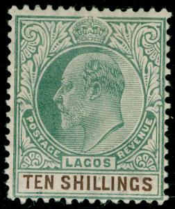 NIGERIA - Lagos SG63, 10s green & brown, M MINT. Cat £100.