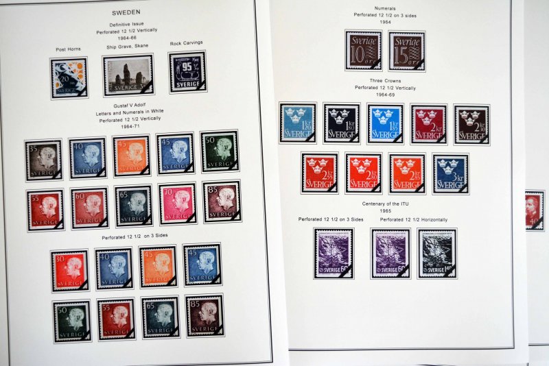 COLOR PRINTED SWEDEN 1941-1970 STAMP ALBUM PAGES (47 illustrated pages)