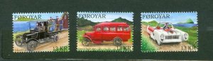 Faroe Islands. Complete  Set 3 Stamp 2011 Mnh.Classic,Veteran Cars. 3 x 13 Kr